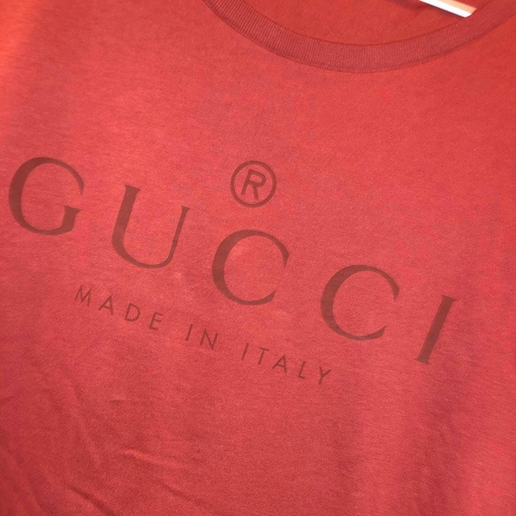 Gucci logoT shirt Size M red bordeau 100% Authentic - Picture 4 of 10